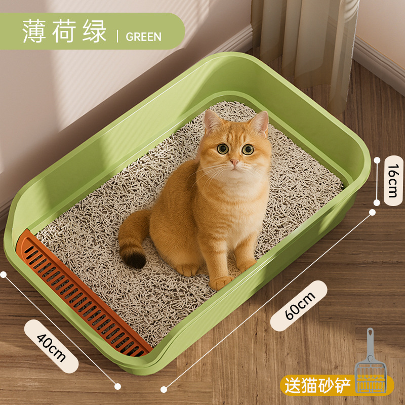 Caja de Arena Extra Grande para Gatos, Caja de Arena Anti-Salpicaduras, Inodoro para Gatos Semi-Cerrado Elevado, Suministros para Mascotas