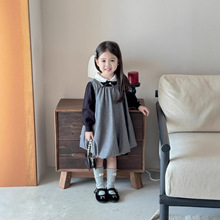 25秋冬女童毛呢背心裙niu系学院风小童灰色背心灯笼裙可爱南瓜裙