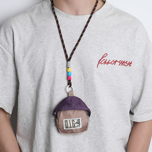 Niche Design Small Round Bag Contrast Color Coin Purse Retro Old Mini Bag airpods Storage Bag Hip Hop Pendant