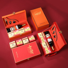 热销红酒中秋月饼包装礼盒现货批发葡萄酒盒单双支装空盒红酒礼盒