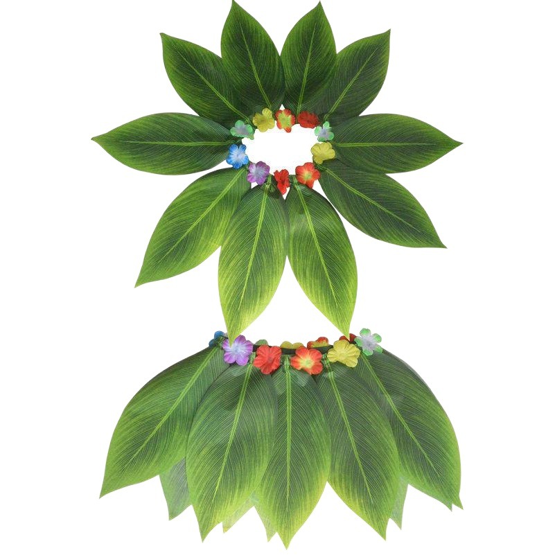 Falda de hierba hawaiana Falda de baile simulación hoja de hierba falda hoja falda playa fiesta decoración falda rendimiento hoja falda