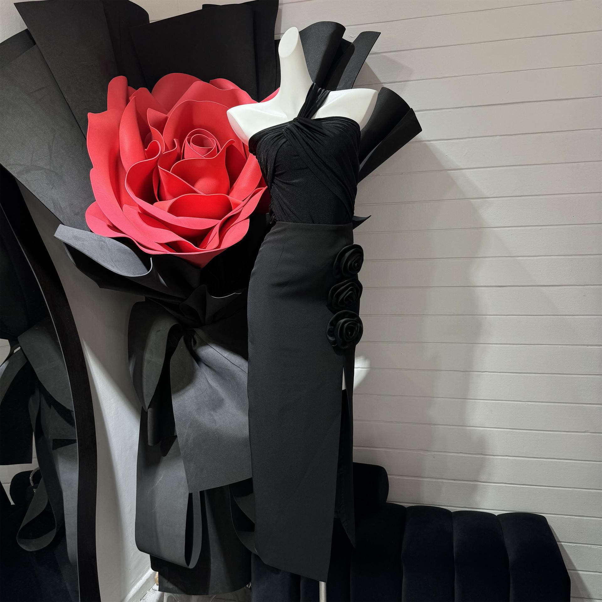 280g Weight Midi Dress Dress Length Type Hip Skirt Dresses Type Polyester Fabric Type High Waist Waist Line Inelastic Elasticity Family Gathering, Date Occasion Slim Fit Type Christmas, wedding season Festival Rose, Solid Color Pattern Summer, Spring Season Women's Gender Elegant Style, Retro Style Summer Spring Elegant Style Retro Rose Solid Color Polyester Midi Dress Skirts 无