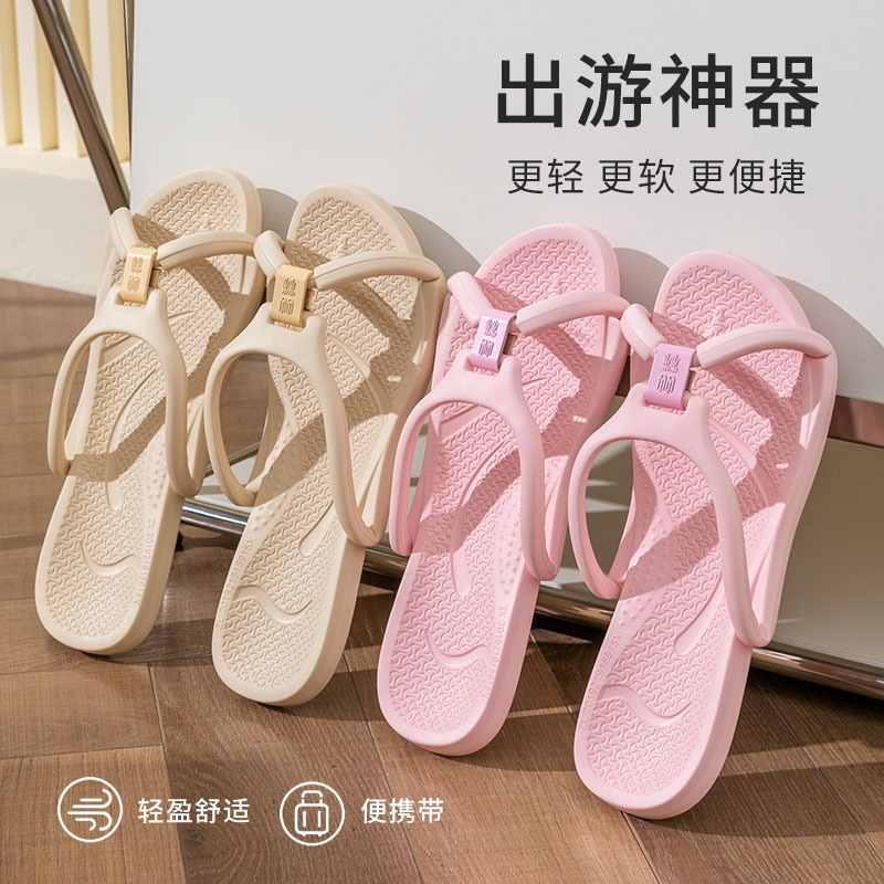 Foldable Travel Disposable Slippers, Portable Non-Slip Beach Slippers for Women, Suitable for Business Trips and Hotel Use, Can Be Used for Bathing