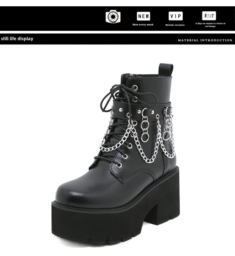 Women's Martin Platform Boots British Style Thick Heel Short Boots_voghion.com