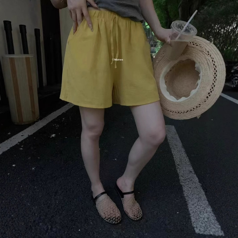 Metwo Relaxed and Breathable Cotton and Linen Shorts Loose Home Pants Pajamas Casual Pants Women 8222 Ready Stock Cross-Border Metwo Relaxed and Breathable Cotton and Linen Shorts Loose Home Pants Pajamas Casual Pants Women 8222 Ready Stock Cross-Border