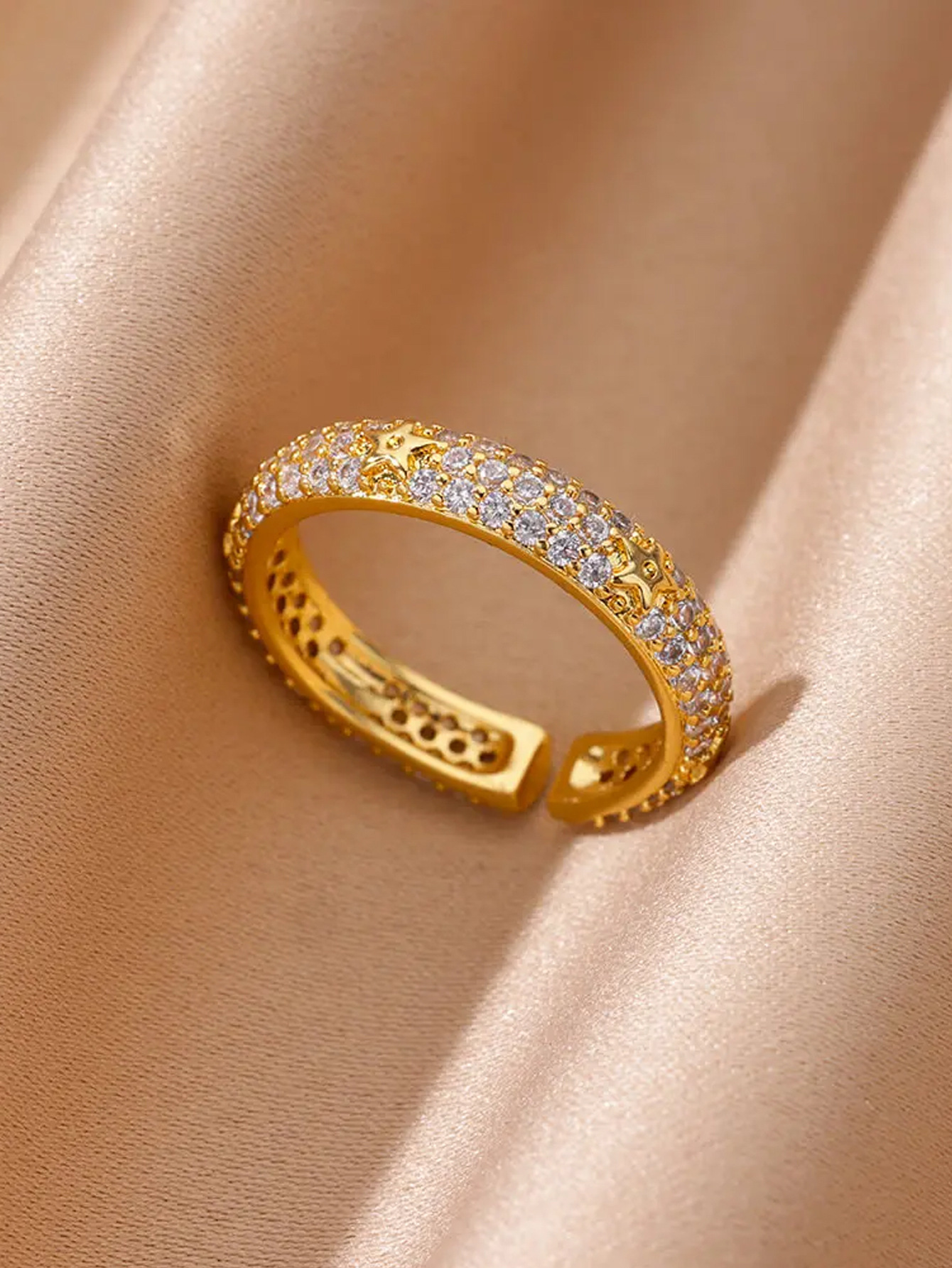 PVD Coated Real Gold Plated Heart Shape 304 Stainless Steel Vacation Simple Style Waterproof Non Tarnish Open Rings display picture 2