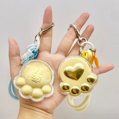 水贝黄金来财猫爪足金999可爱钥匙扣挂件八方来财包包挂饰伴手礼