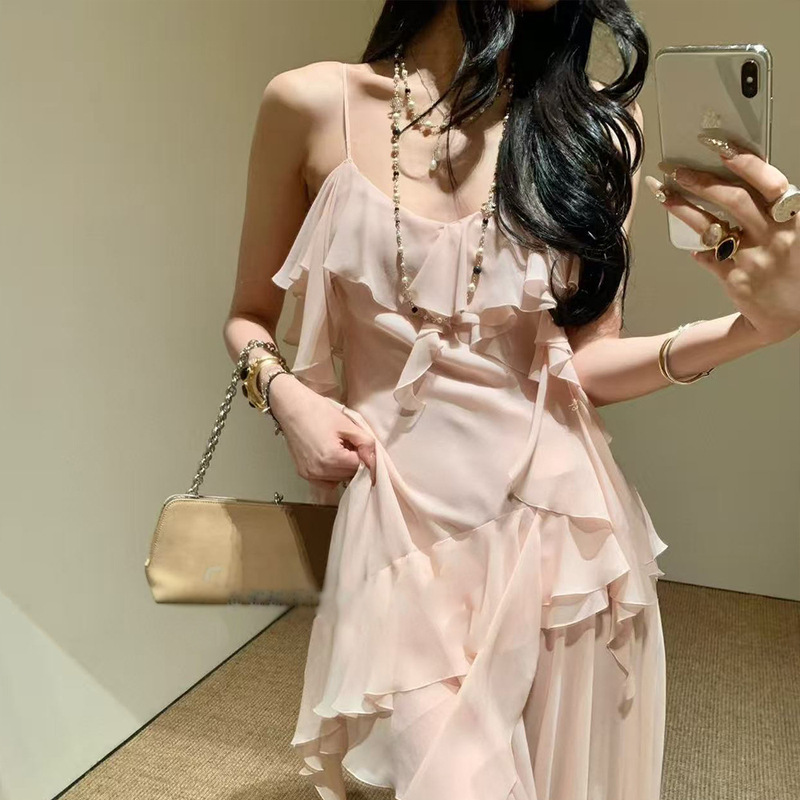 Ready Stock Beach Long Skirt Fairy Dress Summer Bali Beach Skirt New Seaside Vacation Suspender Skirt