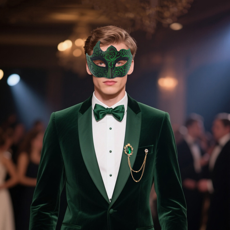 Halloween nuevo hombre alto sentido conjunto máscara fiesta espectáculo de baile para asistir a la fiesta accesorios conjunto de corbata