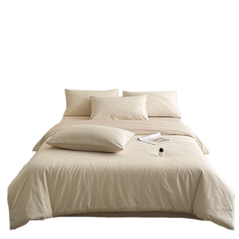 Luz de lujo doble capa de algodón jacquard de tres capas de colchón de alta calidad de cuatro piezas de sábanas de cama de algodón de tres piezas de ropa de cama