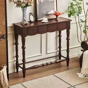 American-Style French Foyer with Distressed Solid Wood for Hotel, Restaurant, Living Room, Model Room, Thin Narrow Side Table, Foyer Cabinet