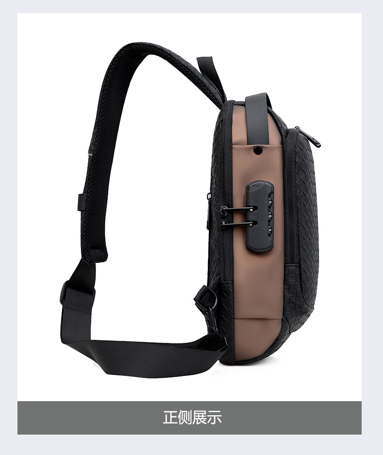 Cross-border men's chest bag, anti-theft password lock, single-shoulder bag, casual and simple crossbody bag, water-resistant outdoor storage chest bag undefined