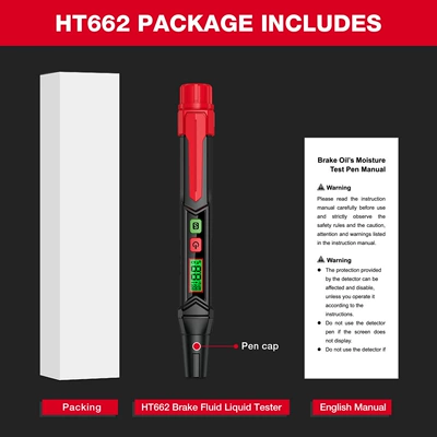 Habotest/Huabo Ht662 Car and Motorcycle Brake Oil Test Pen Brake Fluid Moisture Detector (Avtomobil diaqnostika alətləri) - ht662