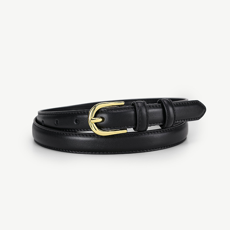 Women's Genuine Leather Belt Simple Versatile Top Grain Cowhide Slim Waist Belt For Suits, Dresses And Jeans - Thumbnail 8