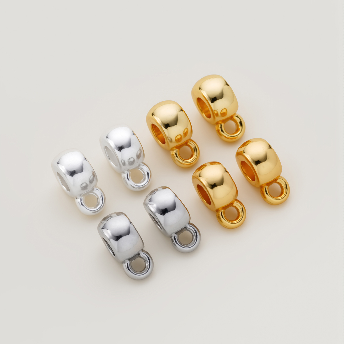 14K Gold-Plated Color-Preserving Real Gold Three-Way Round Spacer Bead Pendant Clasp Bracelet Necklace DIY Pendant Accessories Spacer Bead 4