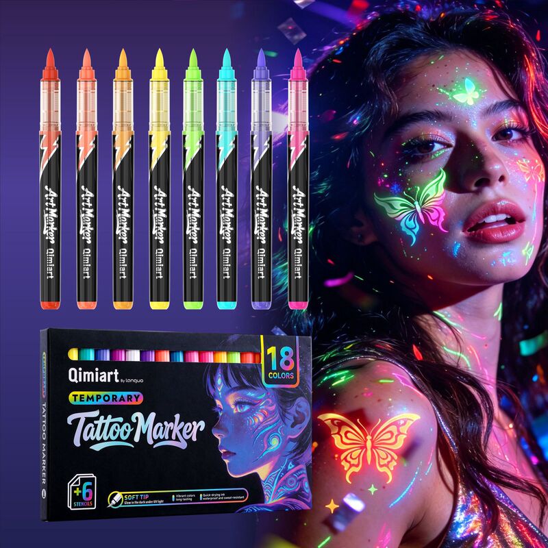 Blue Fruit M712Uv Fluorescent Temporary Tattoo Marker Pen Party Event Colorful Large Capacity Direct Liquid Marker Pen Blue Fruit M712Uv Fluorescent Temporary Tattoo Marker Pen Party Event Colorful Large Capacity Direct Liquid Marker Pen