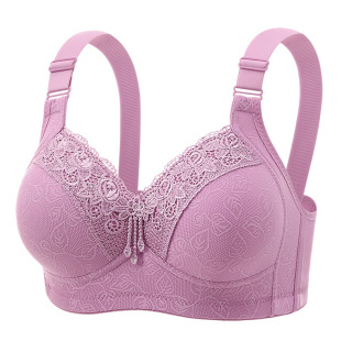 Factory Direct Sales Cross-Border New Model Big Red Lace Large Size Underwear Without Rims Thin Cup Bra