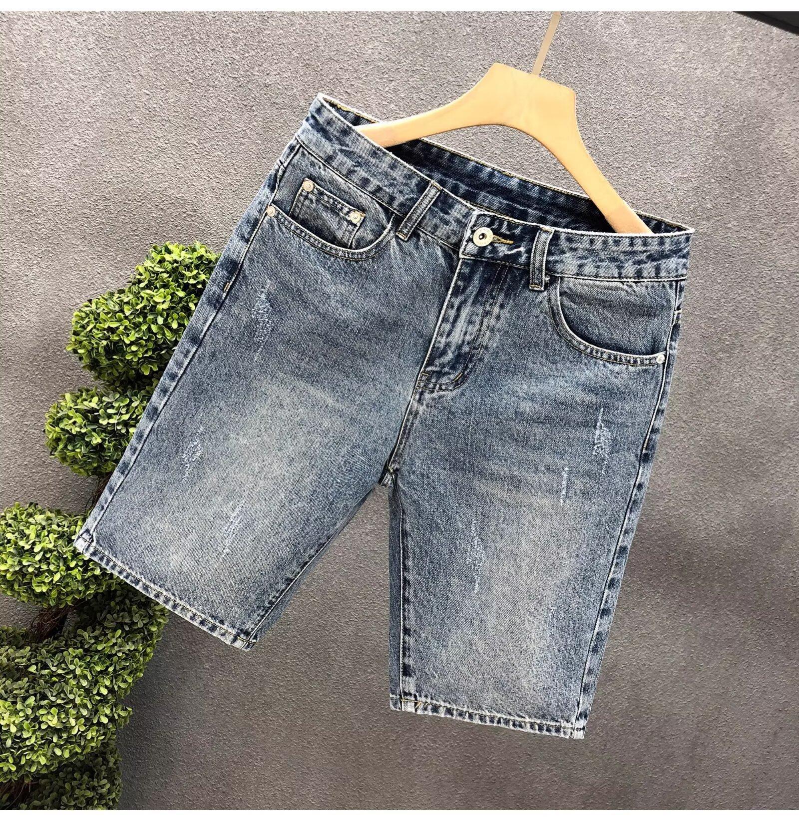 Herren Slim Fit Stretch Jeansshorts Mit Elastischem Bund_voghion.com