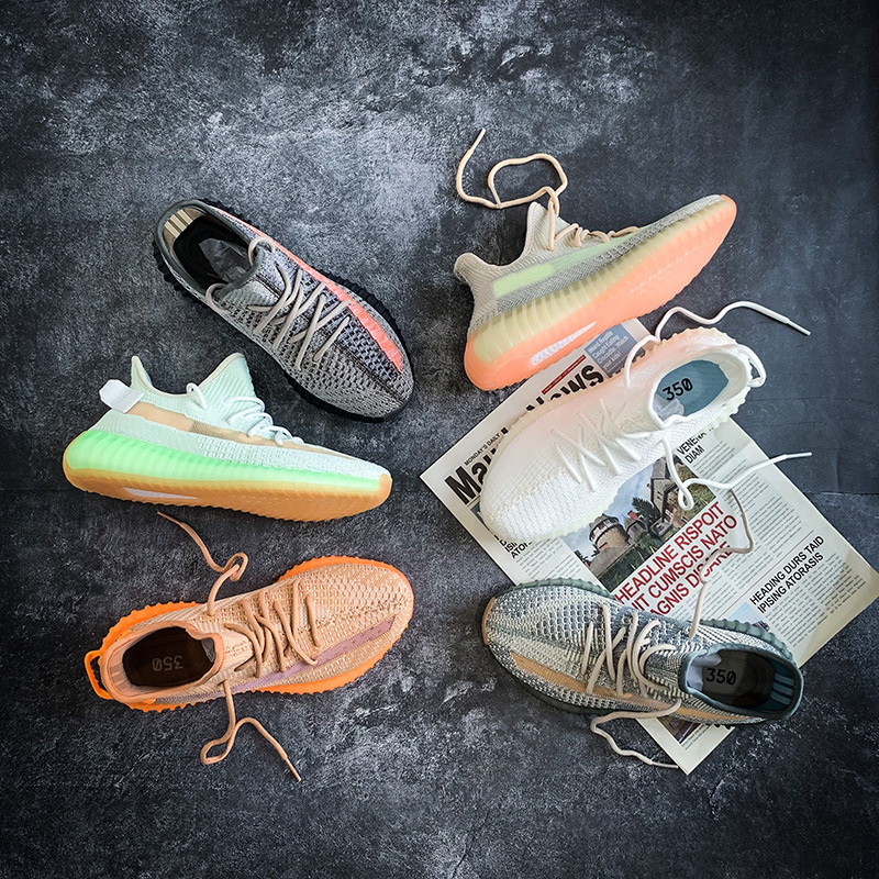 Yezi Yeezy Coconut Shoes Men's 350V2 Putian Really Explosive Casual Sports Running Shoes Gypsophila Reflective