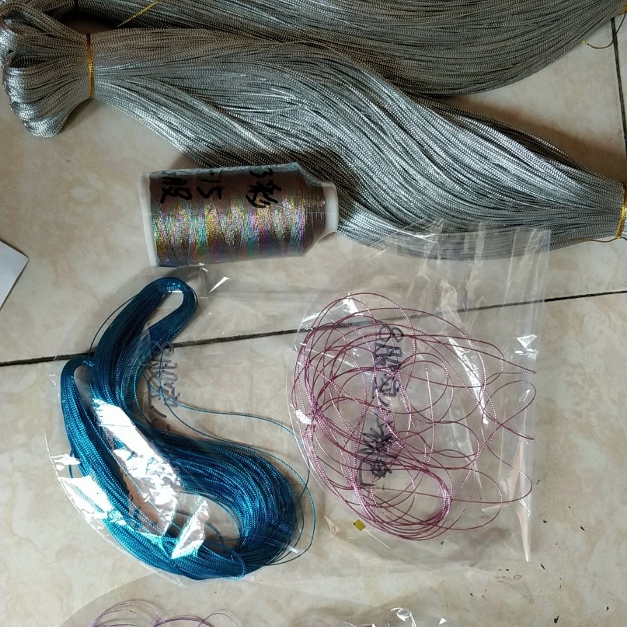 金属纸切成8股金丝亮片片编织吊线带金色系绳深红水蓝墨绿铝箔带