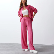 批发现货欧美2025套装女士宽松长袖衬衫春秋长裤两件套时尚休闲
