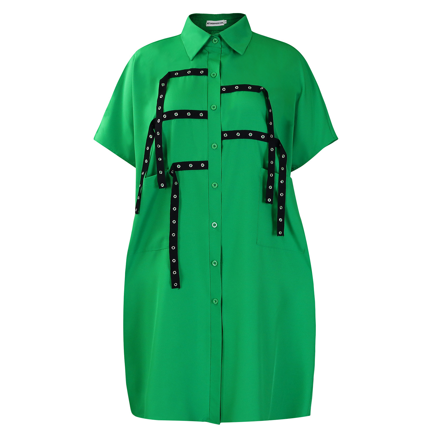 Womens Short Sleeve Fashionable Loose Fit Shirt Dress Stylish Collar Mid Length Versatile for Casual Wear Wholesale