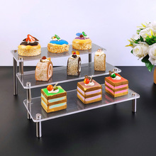 跨境透明亚克力三层蛋糕架装饰摆台阶梯生日蛋糕架甜品展示架