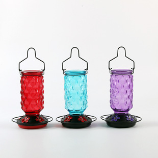 New product glass feeder factory direct supply painted glass hummingbird water feeder bird feeder courtyard garden decoration