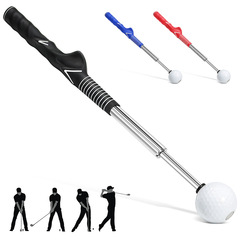 Golf swing trainer with extendable and sound-making features