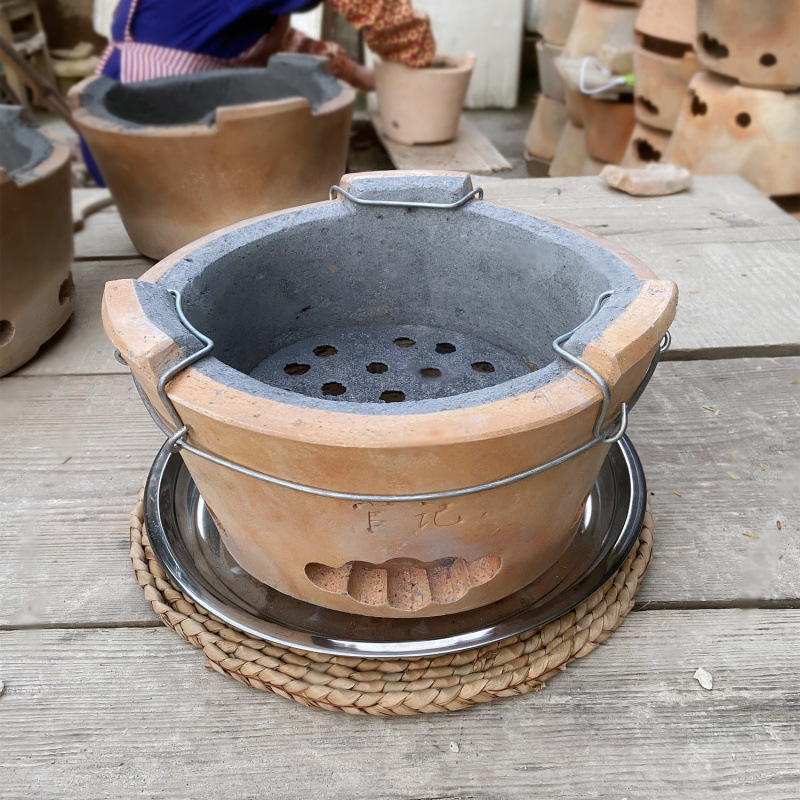 Old-Fashioned Charcoal Stove for Shop Use, Hot Pot Side Stove, Mud Charcoal Stove, Outdoor Barbecue Clay Stove, Household Indoor Stove for Tea Brewing