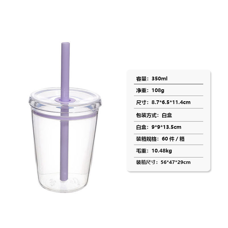 350ml mini taza de plástico transparente tritan taza de paja de color rojo para chicas lindas tazas de agua