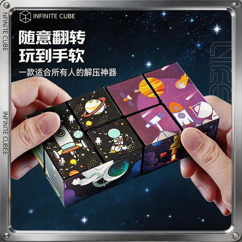 Explosión 3D tridimensional infinito cubo Rubik descompresión geometría espacio de la estructura de pensamiento flip mostrando juguetes al por mayor
