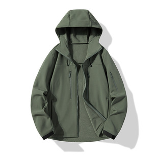 Soft Shell Men's 2024 New Outdoor fleece-lined Thickened Windproof Water-repellent Jacket Mountaineering Hiking Hooded Jacket for Women