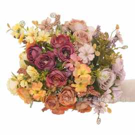 仿真花石榴玫瑰小把花家居装饰餐桌花酒店软装花艺跨境热销假花