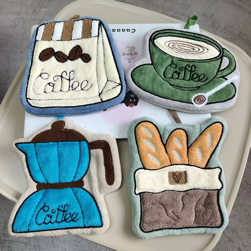 Cross-Border Amazon New Coffee-Themed Hand Towel, Hangable Towel for Kitchen and Bathroom, Souvenir Gift Towel Cross-Border Amazon New Coffee-Themed Hand Towel, Hangable Towel for Kitchen and Bathroom, Souvenir Gift Towel