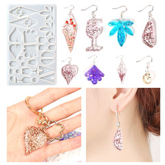 Proud diy glue mold maple leaf love geometric earring pendant silicone mold mirror resin mold