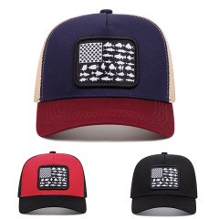 アメリカの旗の魚の刺繍のネットの帽子の外国貿易の男女の野球の帽子のファッション的なヒップホップのアヒルの舌の帽子の日焼け止めの日よけの帽子