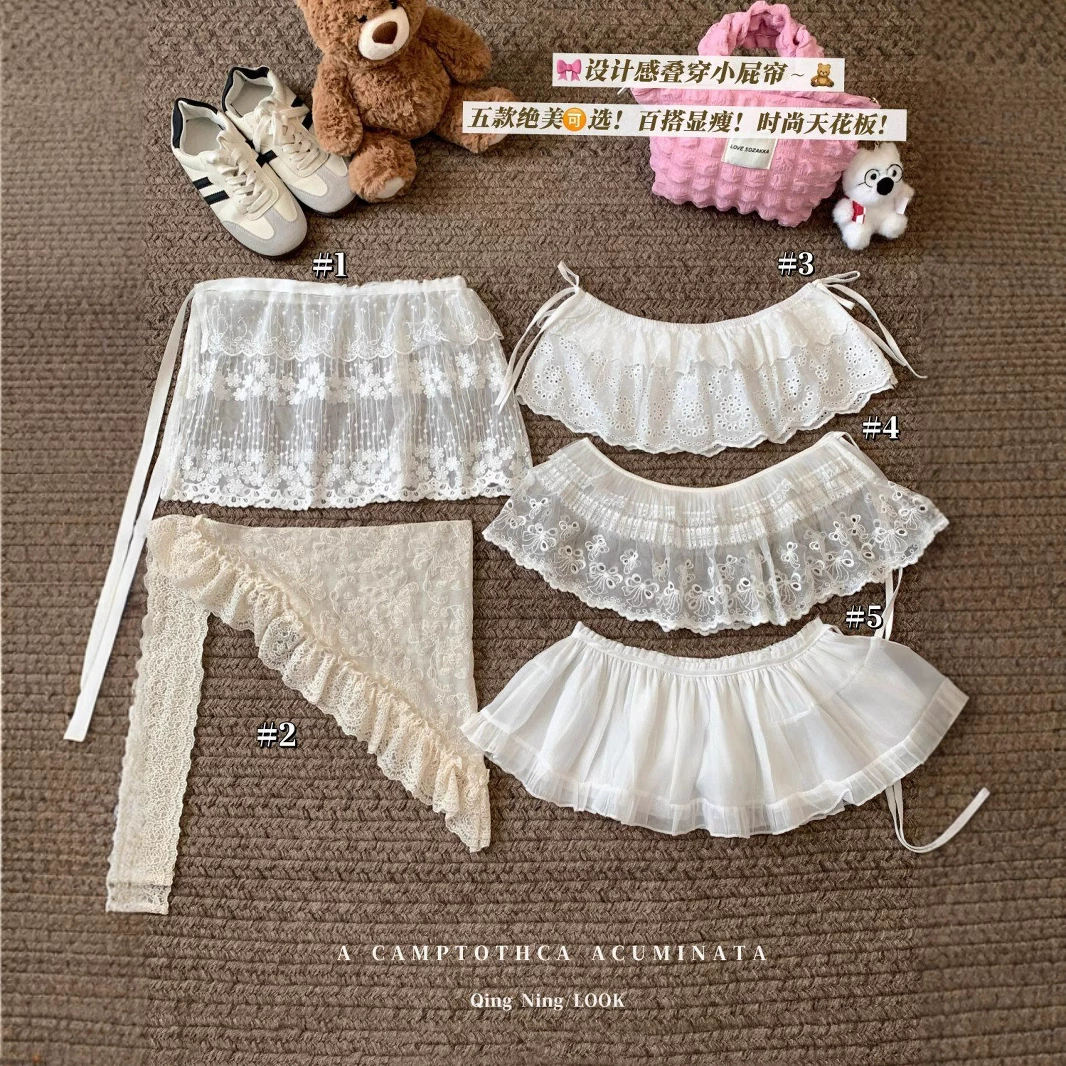 Белая цветочная сетка, кружевная кружевная занавеска, женский весенний и летний балет, сладкий бант, ремень, наложенный на юбку