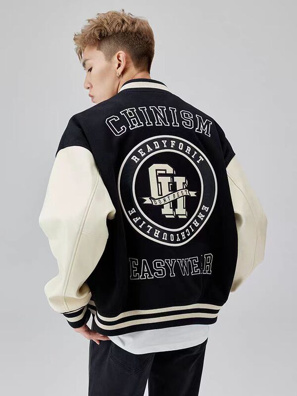 Trendy High Street Baseball Jacket for Men, Spring and Autumn New American Retro Loose Jacket Top