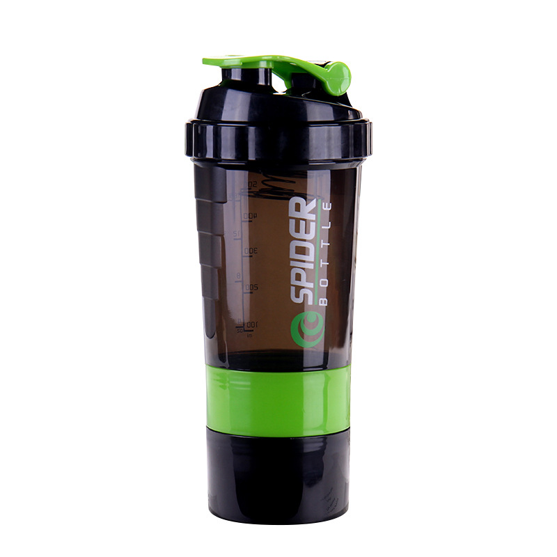 resortes de tres capas shaker taza de musculación deportiva al aire libre taza de batido de proteína de polvo de mezcla taza de plástico taza de agua