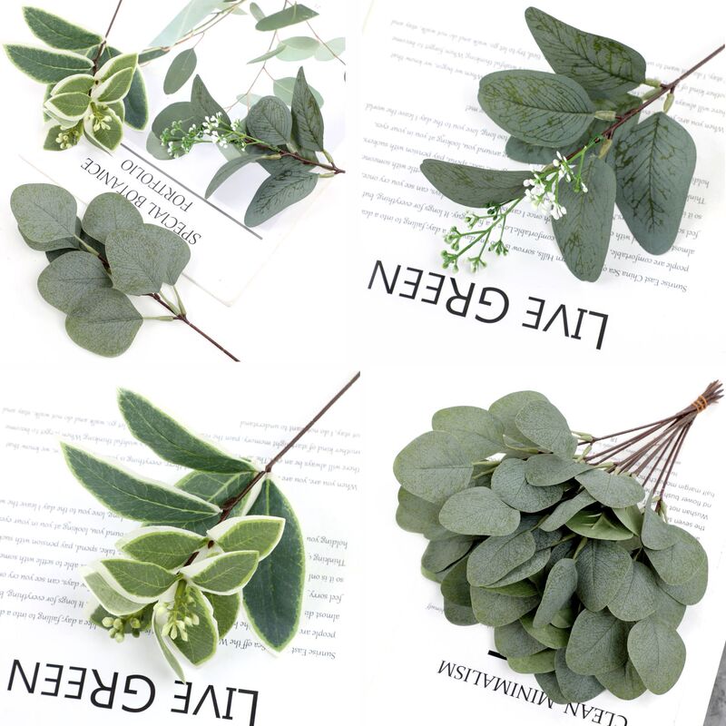 Imitation eucalyptus single fruited eucalyptus leaves short branches diy money leaves Apple leaves decorative flower arrangement wholesale