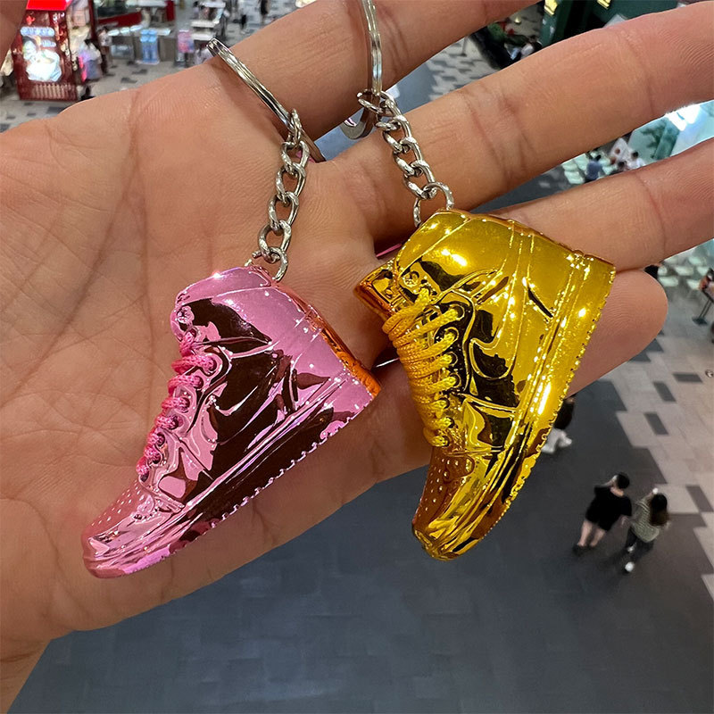 Electroplating AJ shoe model keychain bag pendant 3d three-dimensional mini basketball shoes jewelry creative personality ornaments in stock