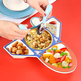 304不锈钢创意儿童餐盘卡通分格宝宝辅食碗可拆洗碗母婴餐具套装