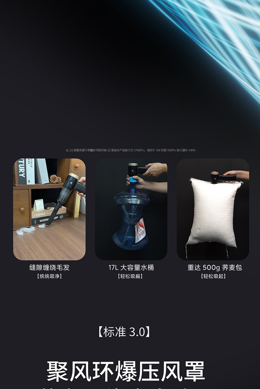 Car Vacuum Cleaner, Car Handheld Brushless Vacuum Cleaner, Wireless Dust Collector for Motorcycles, Suction and Blowing Dual-Purpose Pet Hair Collector