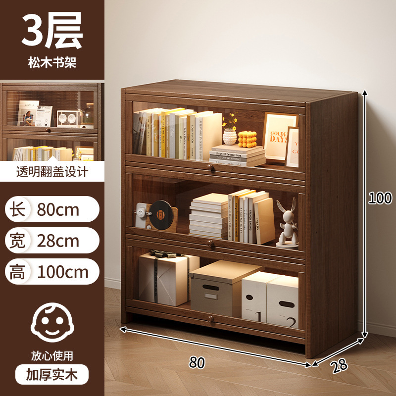 Estantes de madera sólida estantería de piso integrado contra la pared almacenamiento de almacenamiento de artículos de visualización de la sala de estar estante de libros para niños