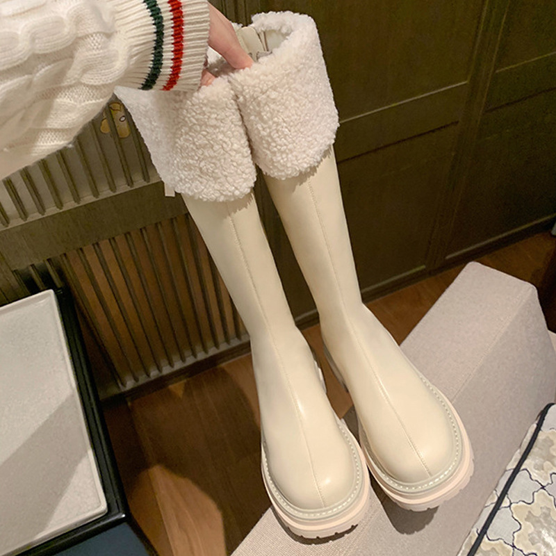 Botas de Nieve con Forro Polar Blanco y Suela Gruesa para Mujer, Estilo Media Caña, Otoño/Invierno 2025, Marca Grape Mom