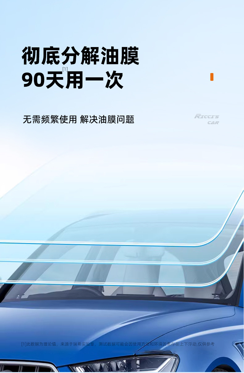 Car Glass Oil Film Remover, Third-Generation Crystal Coating Water-Repellent Cleaner, 100ml Oil Film Wiper