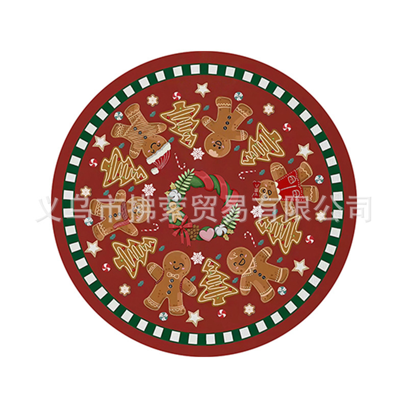 跨境圣诞节装饰用品90cm印刷卡通森林人圣诞树底围裙圣诞树裙|undefined