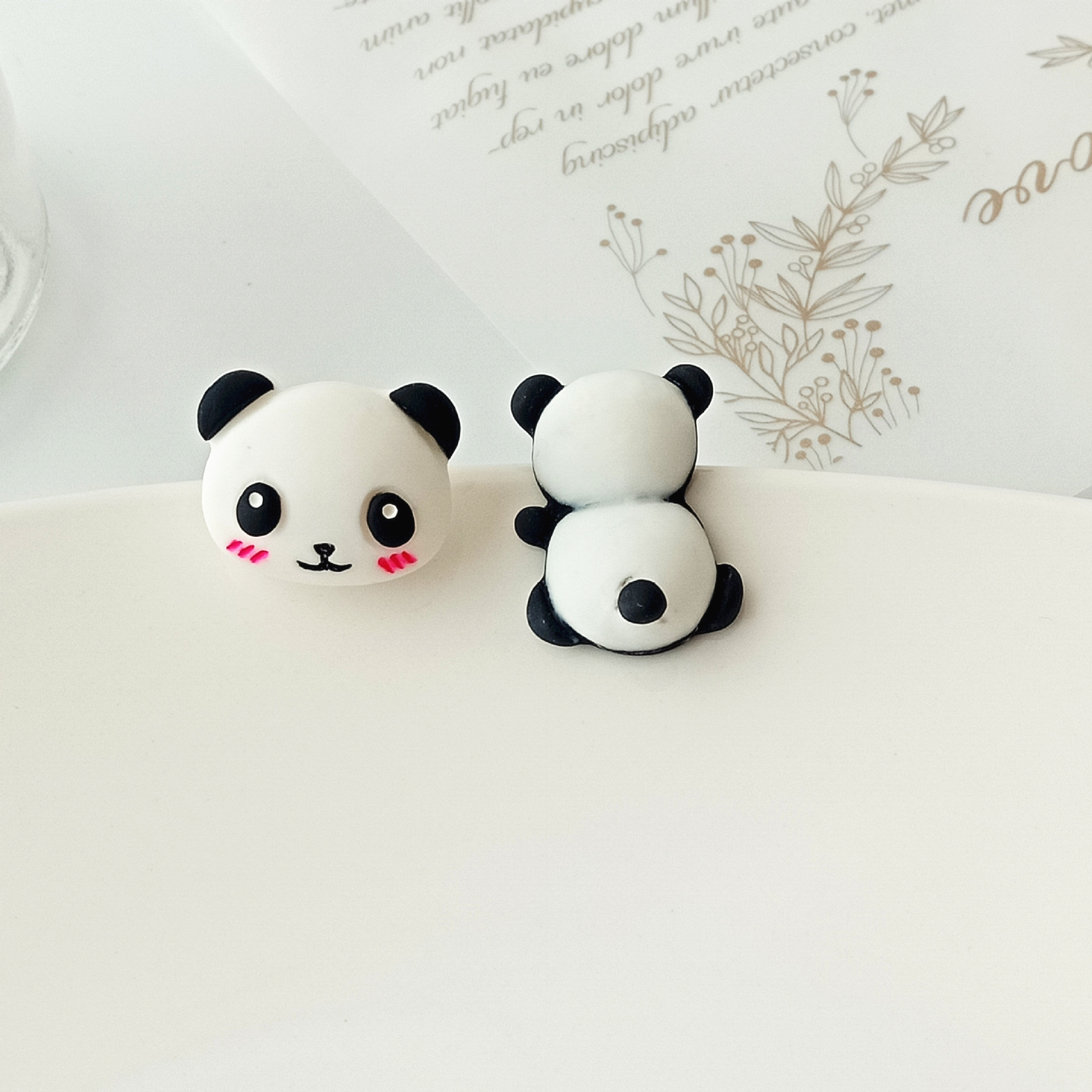 Cute Panda Synthetic Resin Ear Studs display picture 1