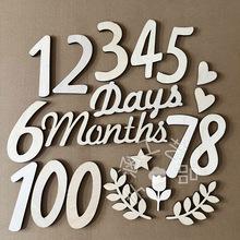 跨镜宝宝成长木质英文数字字母months days12月百天满月拍照道具